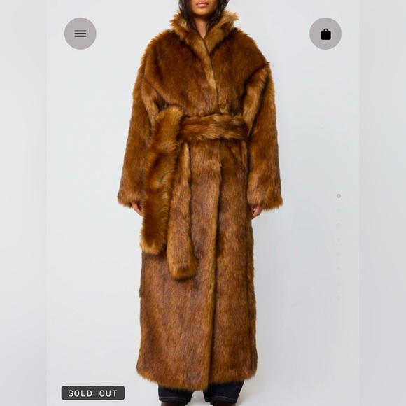 KHY Luxurious Brown Faux Fur Coat - Picture 3 of 12